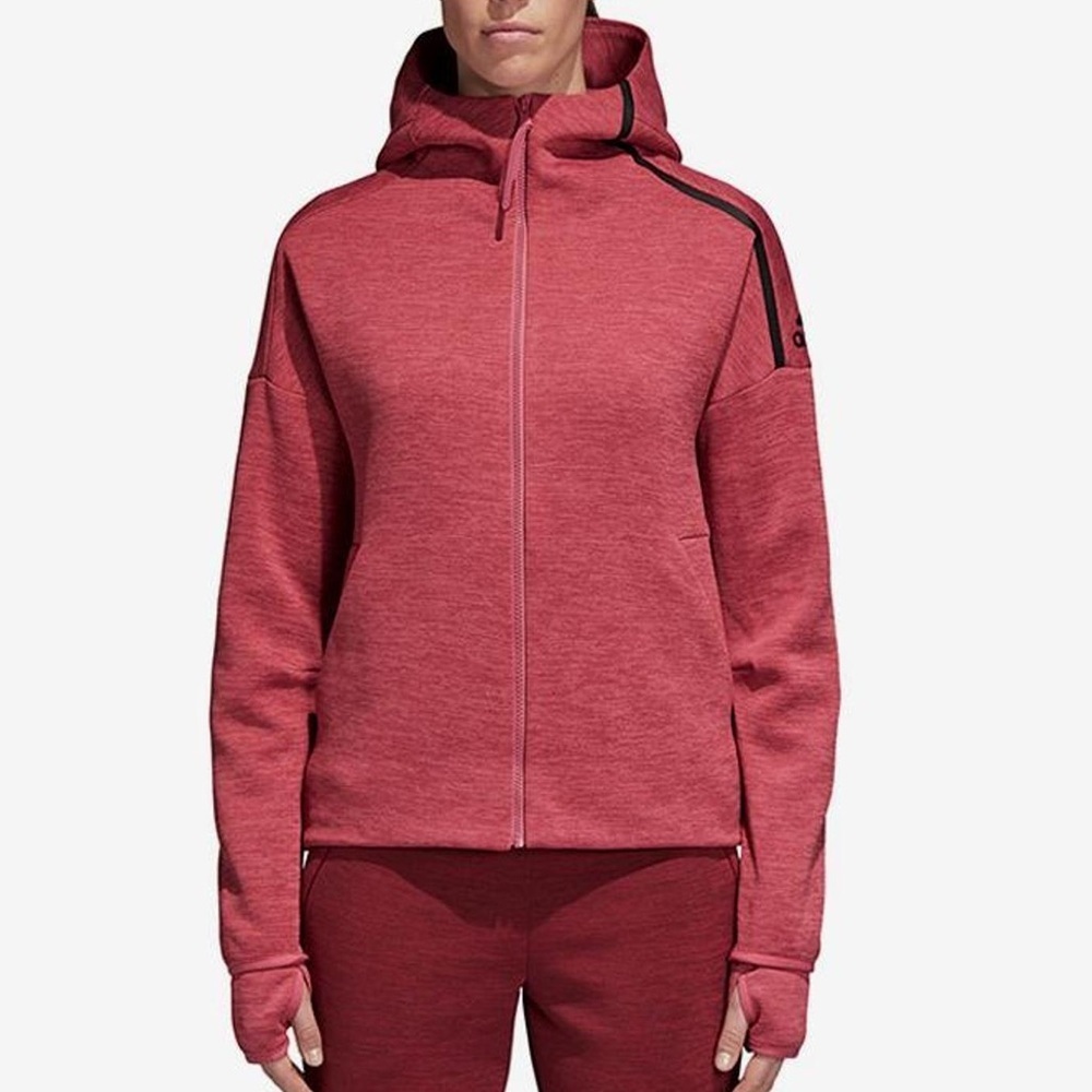 Adidas Women’s hooded Full-Zip Jacket with‎ thumb holes Sz-XL. DD4